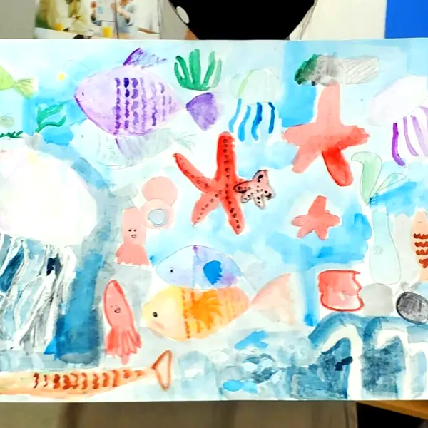 生徒の作品：海の生きものの絵